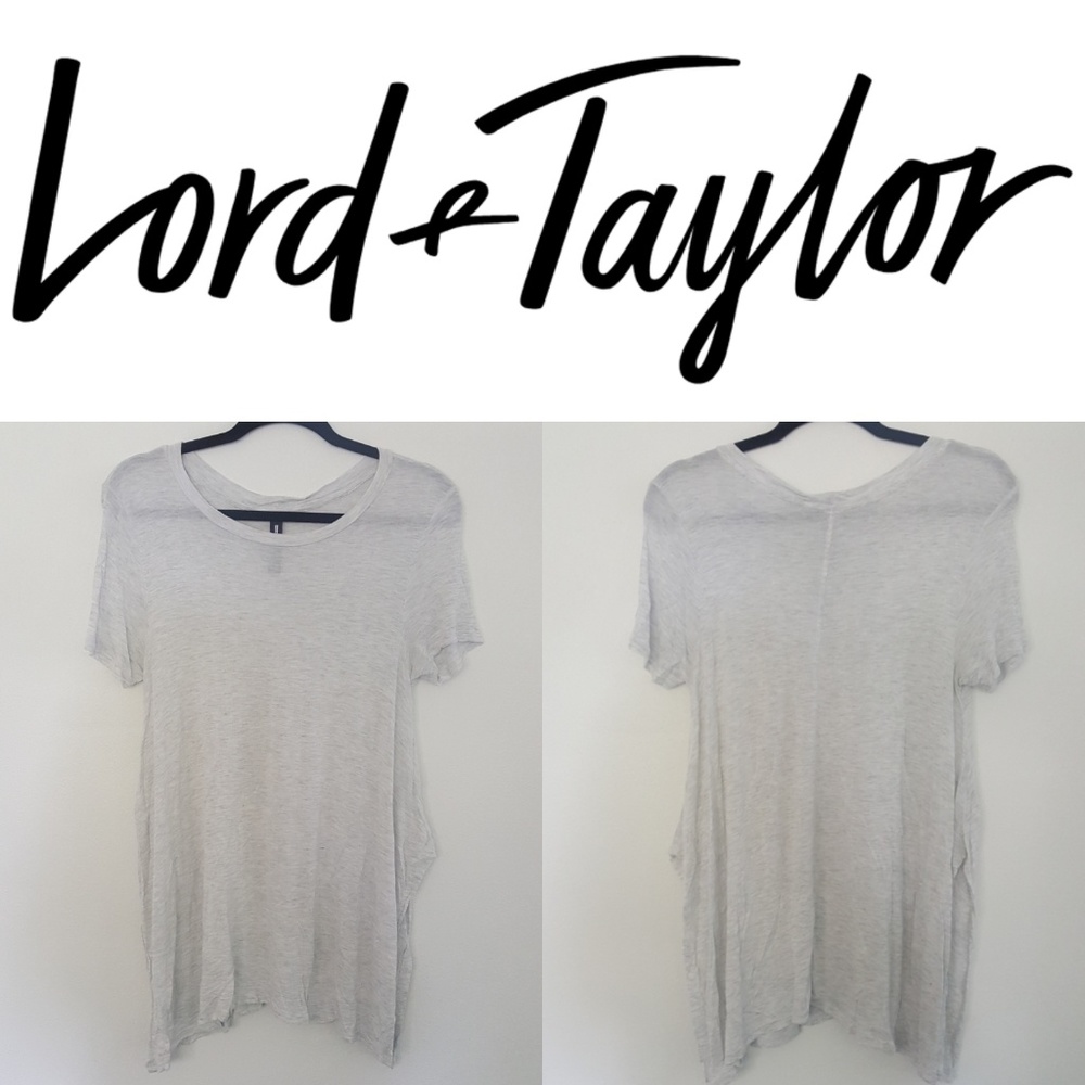 Lord & Taylor Design Lab Gray Hankerchief Hem Tee